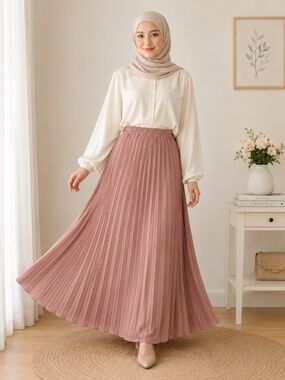 Smoky Pink Pleated Maxi Skirt | Modest Elegant Skirt
